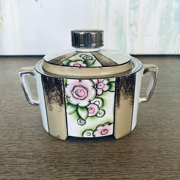 Vintage Noritake Sugar Creamer Lidded Porcelain Jar - Picture 1 of 6